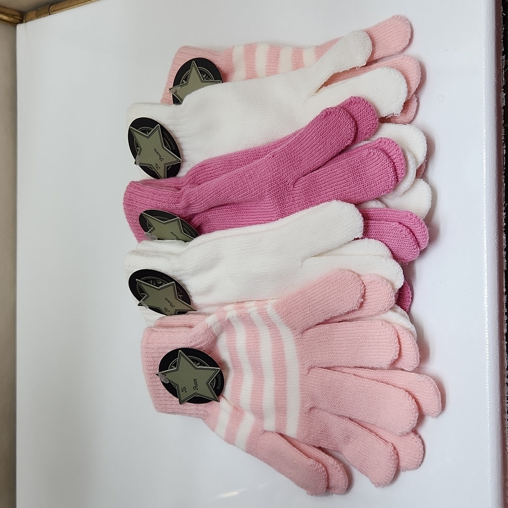 NWT 5/$15 BUNDLE Pink,Pink/White,&White Stretch Glove Women